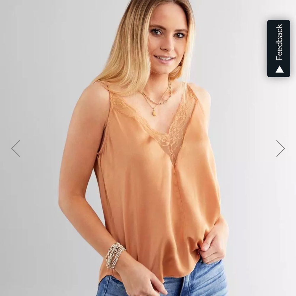 Orange silk lace tank top